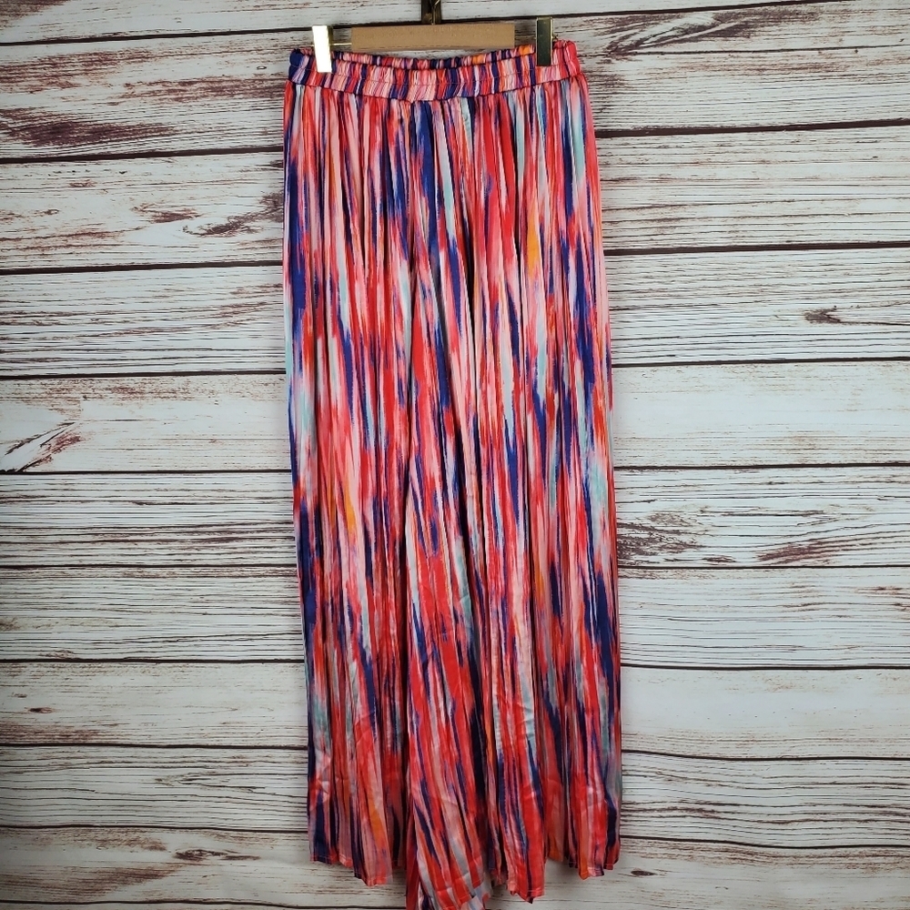 Molly Bracken Womens XS High Waist Pleated Wide Leg Palazzo Pants Pink Karen - Picture 2 of 12